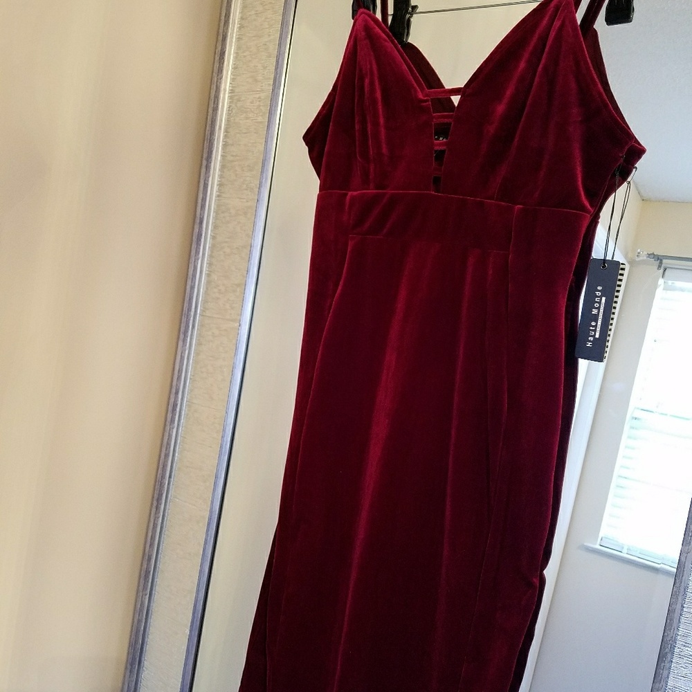 NWT Red velvet midi dress